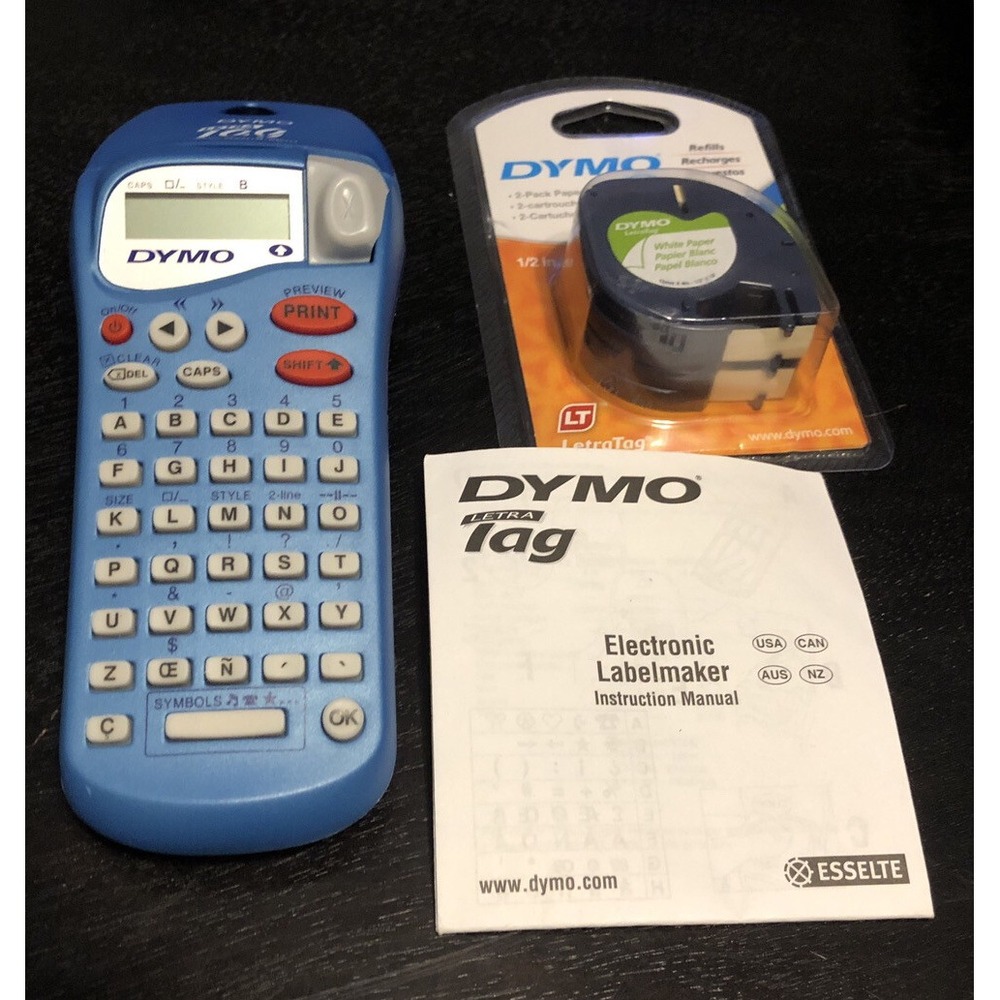 DYMO LetraTag Label‎ Maker Electronic Portable Blue &  2 Pack Refill